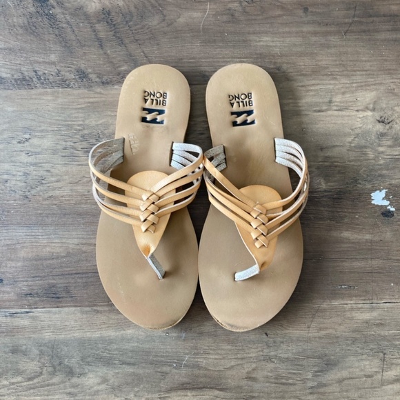 BILLABONG Sandals | Women's Medium | Tan | Basket Weave Design - Picture 2 of 7